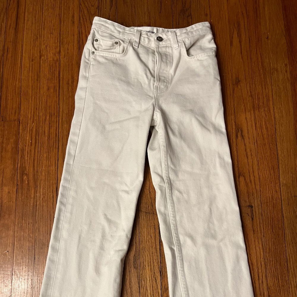 Reformation white cropped jeans